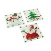Set of 6 Mod Holiday Santa/Snowman/Tree Glass Christmas Plates 8"