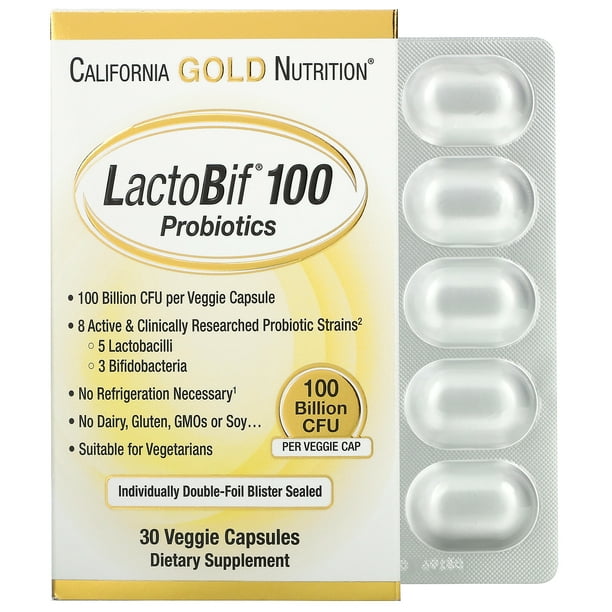 California Gold Nutrition LactoBif Probiotics, 100 Billion CFU, 30 ...