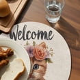 thumbnail image 4 of Round Placemats Flower Wreath Cat 15 inch Set of 4 Table Mats for Dining Table Welcome Spring Heat Resistant Non-Slip Kitchen & Home Decorative Place Mat Set, 4 of 8