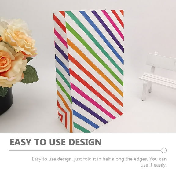 Masteelf 30Pcs Rainbow Party Favor Bags Multi Colored Special Paper Goodie Bags for Storage Use