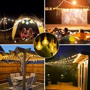 GooingTop 2Pack Solar Outdoor String Lights, Each 37.5Ft 100LED Hanging Patio Lights Solar with 8 Lighting Modes, Auto On/Off for Garden Patio Yard Decor, Warm White