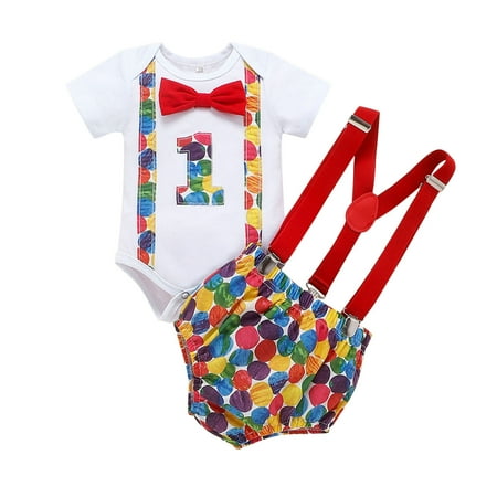 

KI-8jcuD Baby Boy Summer Outfit Kids Boy One 1St Birthday Outfits Clothes Short Sleeve Bow Tie Romper Cartoon Prints Shorts Pants Set Suspenders Boys Sweats Set Suspender Pant Set Toddler Baby Boy T