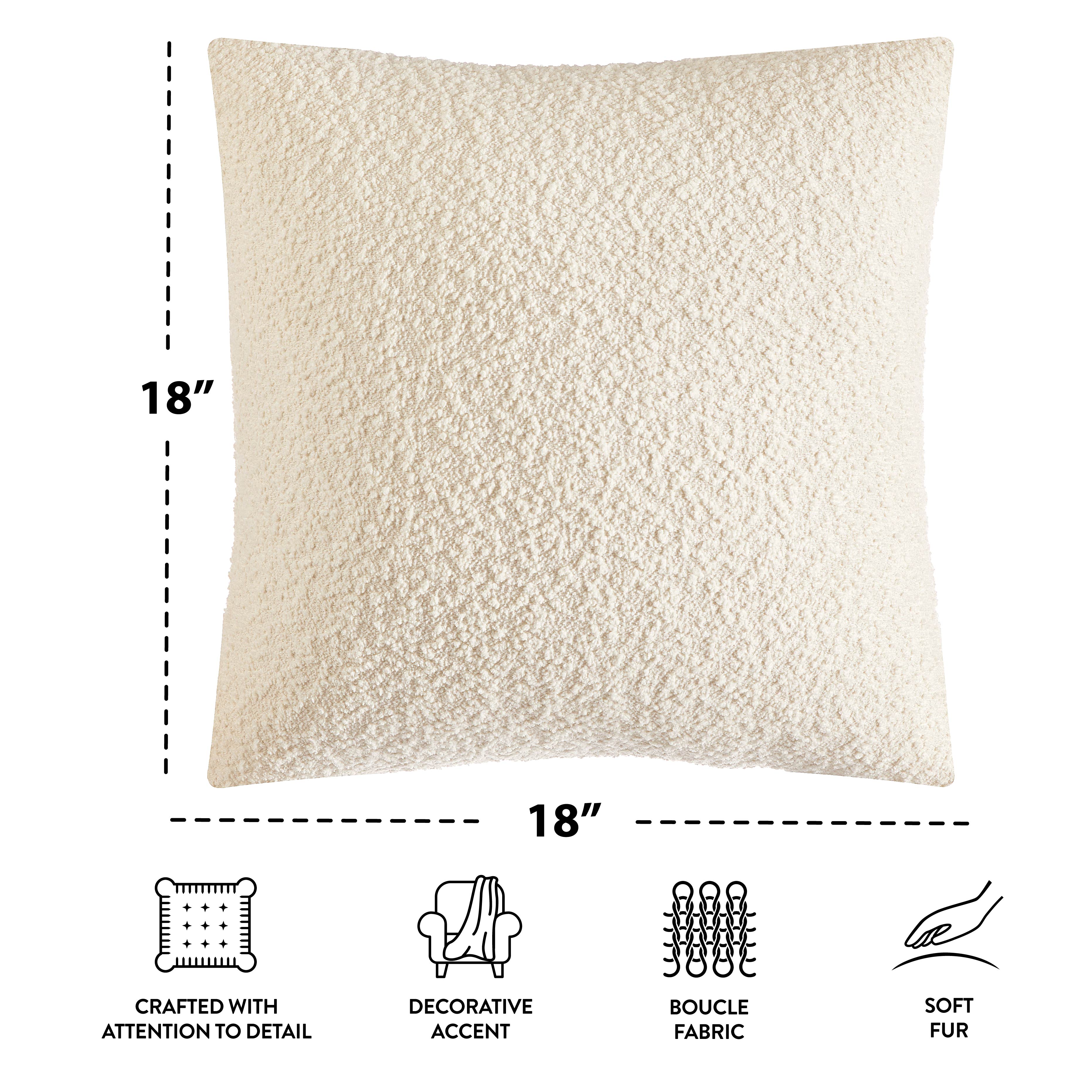 Mainstays Square Boucle Ivory Decorative Pillow, 18x18" photo 4