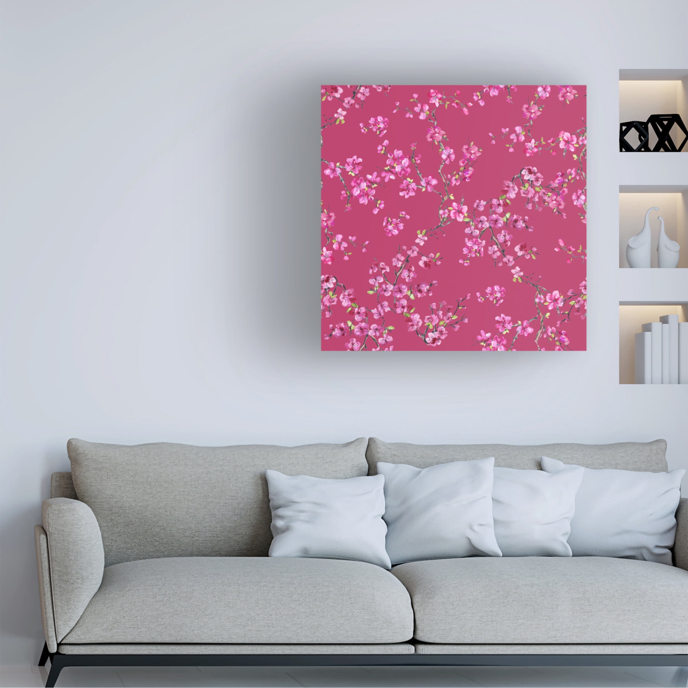 Canvas Wall Art - Jean Plout 'Cherry Blossom 3' Wall Art for Living Room, Bedroom, or Office Décor by Trademark Fine Art - 18 x 18 Inches