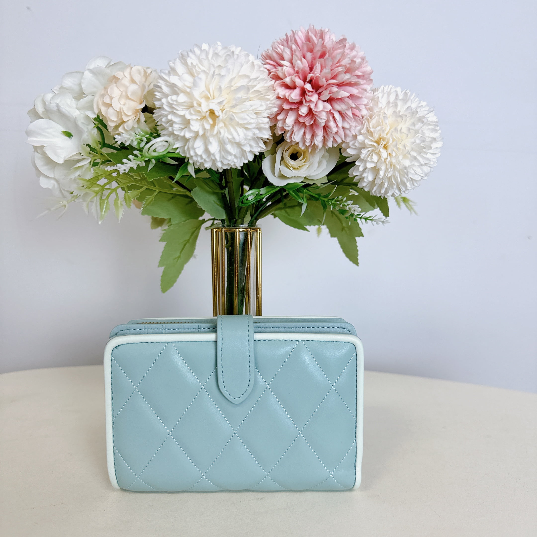 Kate Spade KF466 Carey Colorblock Medium Compact Bifold Wallet IN Wild Sage Multi