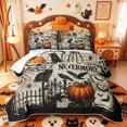 thumbnail image 2 of Manfei Cartoon Skull Quilt Full,Autumn Pumpkin Pattern Halloween Full Bedspread Sets,3 Pieces,1 Coverlet and 2 Pillowcases, 2 of 7