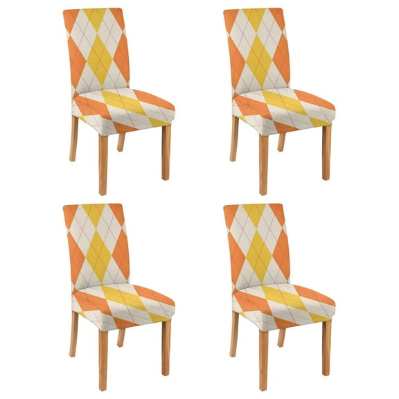Dining Chair Covers Set of 4, Washable Polyester Slipcovers with Rustic Plaid Design, Stretch Removable Seat Protectors for Kitchen or Party Decor