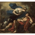 thumbnail image 2 of Luca Giordano 13x12 Gold Ornate Wood Frame and Double Matted Museum Art Print Titled - Diana and Endymion (C. 1675-1680), 2 of 4