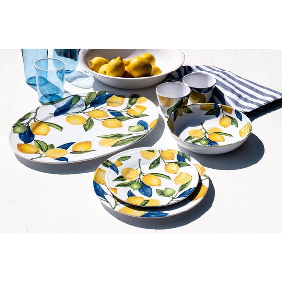 Lemon Orchard newWave Microwave Safe Premium Melamine Dinner Plate, Set of 6, 10.5"