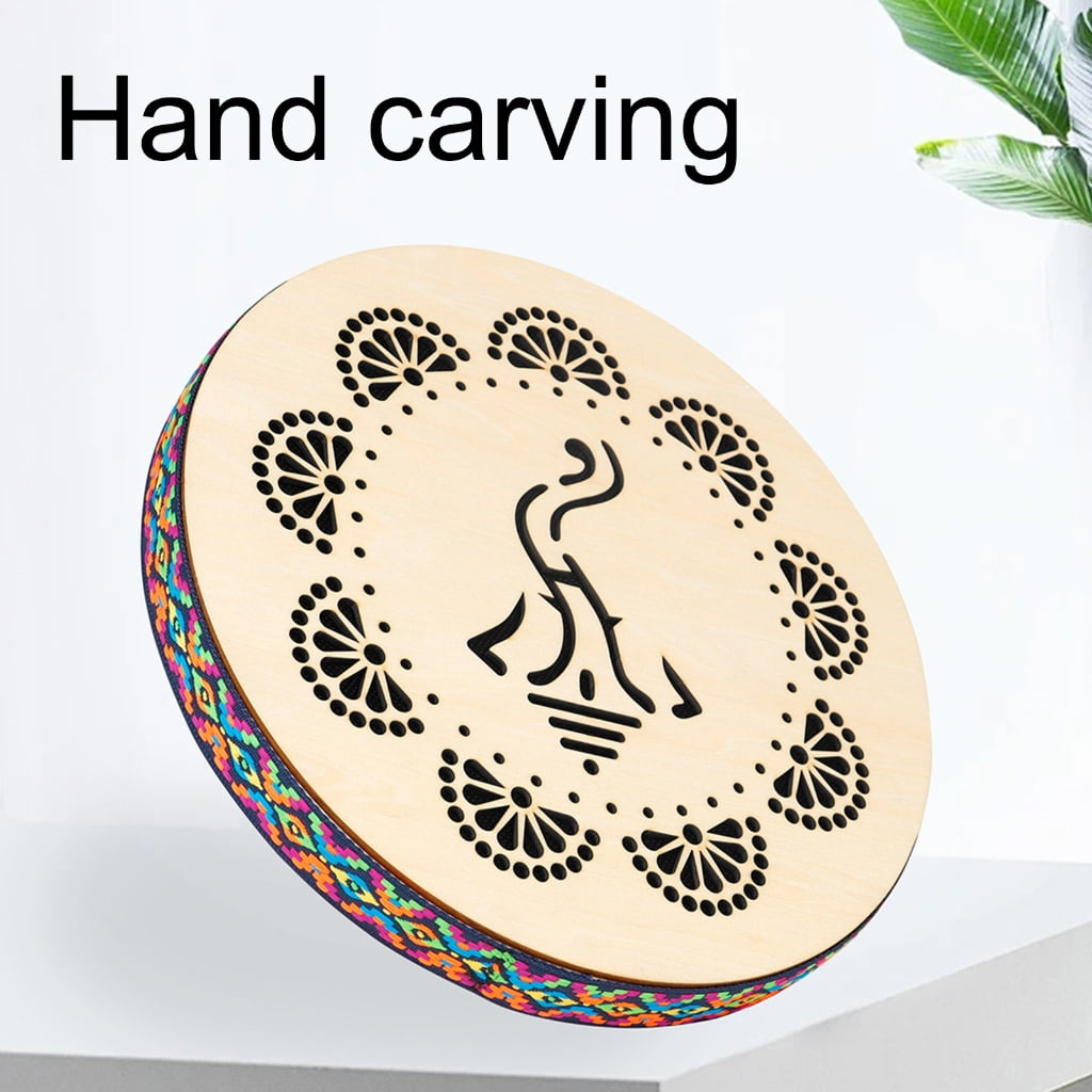 BQBQERT Educational Instrument Drum Toy for 10 Inch Drum Percussion Instrument Wood Drum Childrens Hand Drum Tambourines