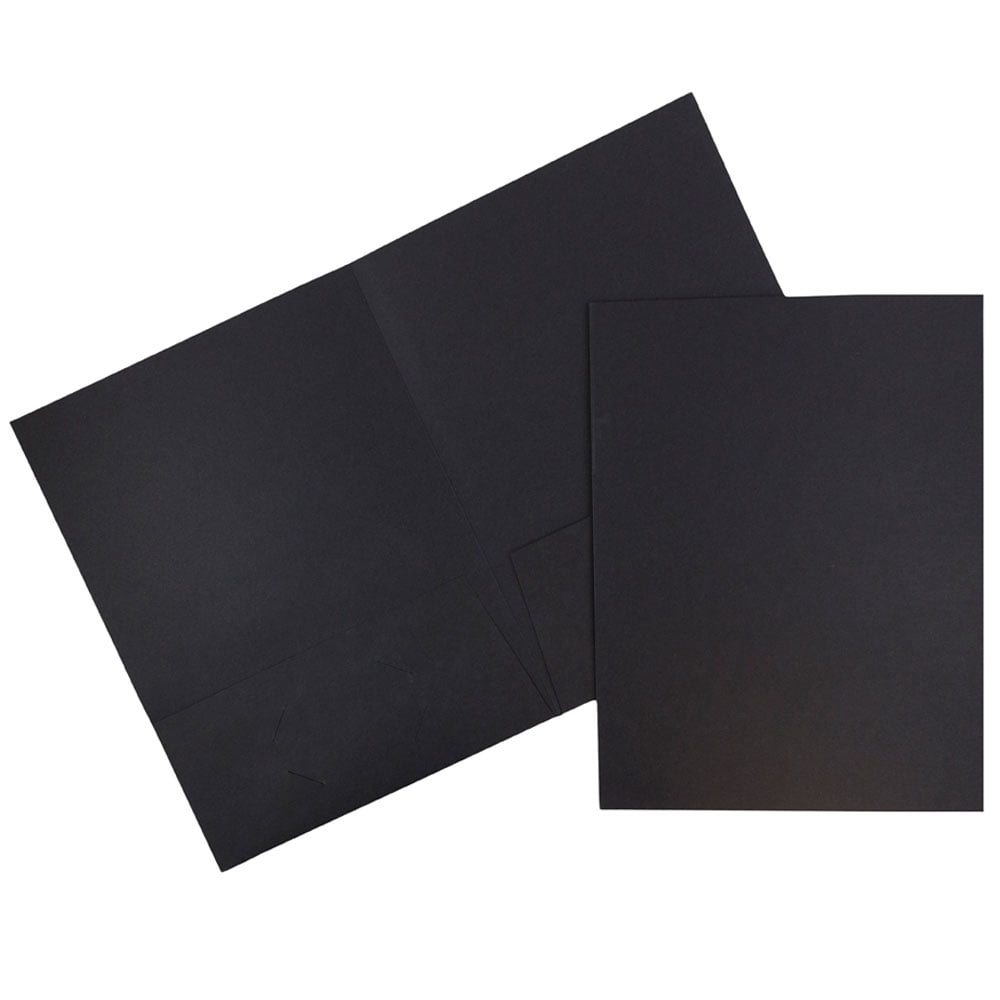 JAM Linen Two Pocket Folders, Black, 25/Pack