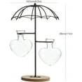 thumbnail image 3 of TJ Global Umbrella Double Glass Heart Vase Planter Holder, Plant Terrarium, Propagation Station, Metal Stand for Hydroponics Plants Home Garden Wedding Decoration Outdoor Planter Ideas Modern Creative, 3 of 7