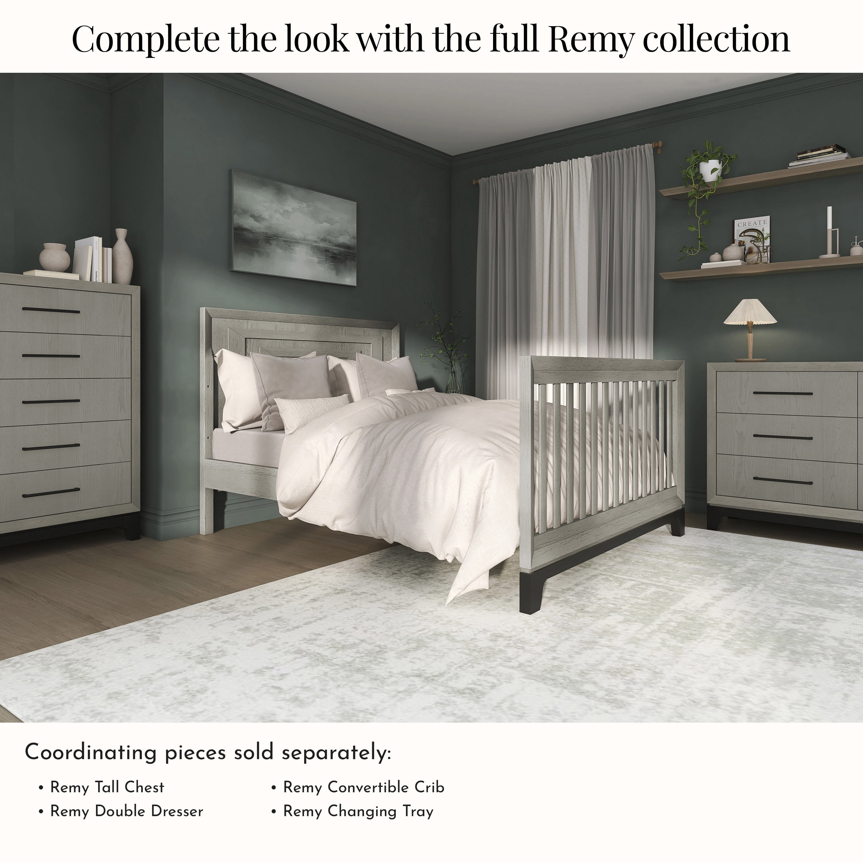 Evolur Convertible Crib Wooden Full Size Bed Rail, Light Ash