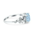 thumbnail image 2 of Leaf Style Oval Vintage Ring Simulated Aquamarine CZ 925 Sterling Silver, 2 of 5