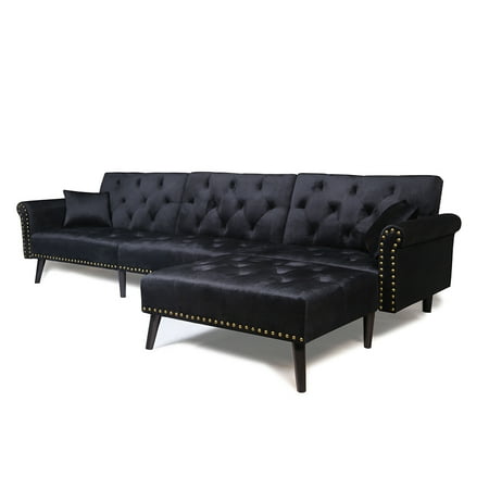 Small Sectional Sleepers Sofa Sectional Sofa Living Room Furniture Sofa Set Leather Futon Sleeper Couch Bed Modern Contemporary Upholstered ()