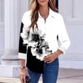 thumbnail image 3 of Xuyuer Button Down Shirts for Women Dressy Floral Printed Long Sleeve Blouse Business Casual Work Tops, 3 of 6