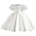thumbnail image 2 of Girls Prom Dresses Formal A-Line Size 2-10 Toddlers Kids Elegant Sequins Short Sleeve Bowknot High Waisted Solid Performance Party Dress, 2 of 7