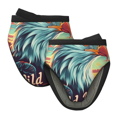 

Tebeau Western Style Bald Eagle Print Short Oven Mitts Heat Resistant Silicone Kitchen Mini Oven Mitts Non-Slip Grip Surfaces and Hanging Loop Gloves