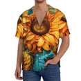 thumbnail image 3 of Honeii 's Deep Yellow Colorful Sunflower for men's short-sleeved button-up collared shirt featuring a pocket, perfect for beach vacations, and travel adventures., 3 of 5