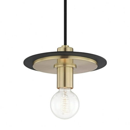 

-One Light Small Pendant in Style-9 inches Wide By 4.25 inches High-Aged Brass Black Finish Bailey Street Home 735-Bel-2692967