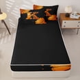 thumbnail image 4 of Castle Fairy Orange Basketball Initial K Zipper Twin Comforter Sets with Fitted Sheet and 2 Pillowcases, Abstract Watercolor Splash Zipper Bedding Set, Black Orange,4-Piece,Black Reversible, 4 of 6
