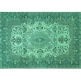 thumbnail image 1 of Ahgly Company Machine Washable Indoor Rectangle Medallion Turquoise Blue Traditional Area Rugs, 3' x 5', 1 of 4