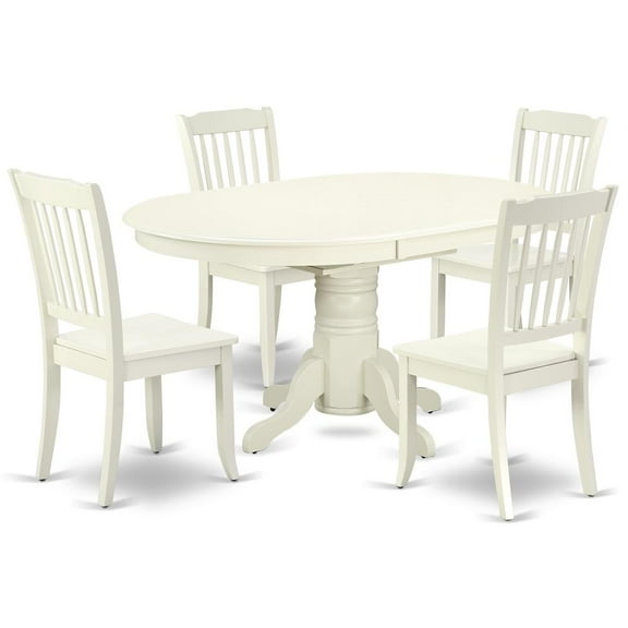 East West Furniture Avon 5-piece Dining Set w/ Vertical Slatted Chairs in White