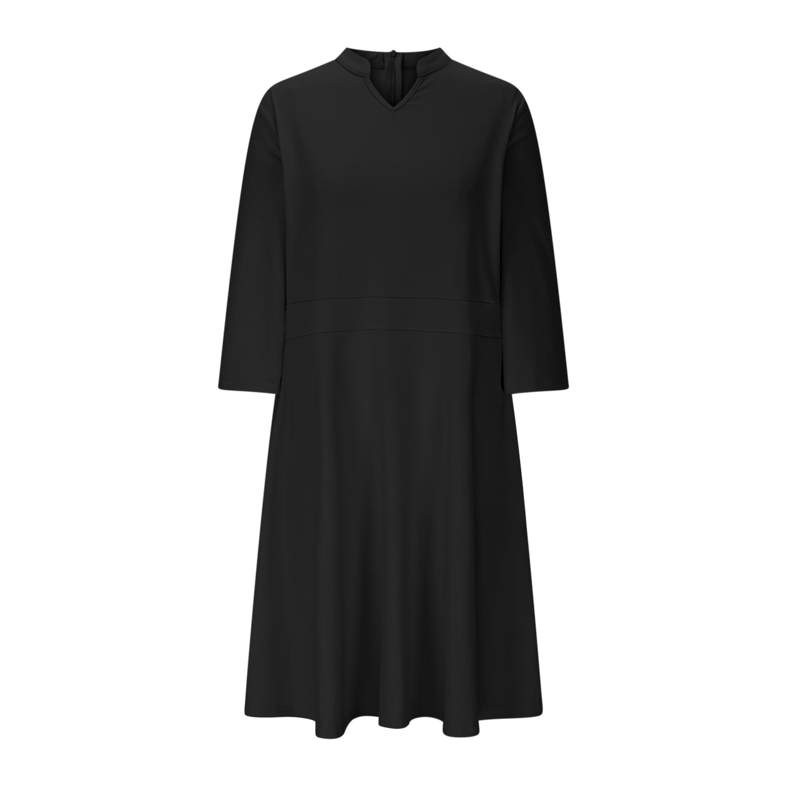 2025 Casual Dresses for Women Semi Formal Flare Dress 3/4 Sleeve V Neck A-line Church Work Dress with Pockets