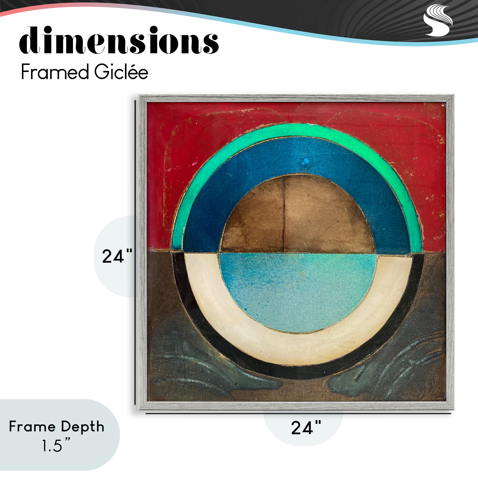 Stupell Industries Round Distressed Circle Gray Framed Giclee Art, design by Matthew Finger