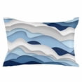 thumbnail image 2 of Blue White Ombre Body Pillow Cover, Pillowcase Protectors with Zipper, Breathable Decorative Throw Pillow Case Cover, Modern Geometric Moire Abstract Art Pillow Shams for Couch Sofa 24x36Inch, 2 of 8