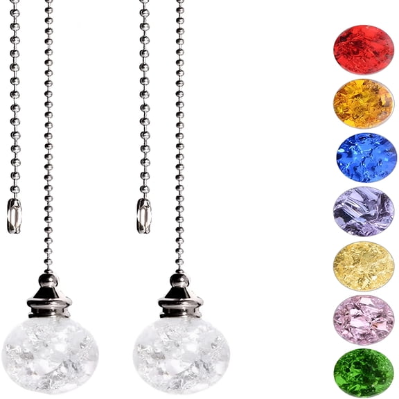 HIBIBUD 2Pcs Ceiling Fan Pull Chain,Fan Pull Chain Extension,Pull Chains for Ceiling Fans and Lights,Ceiling Fan Pulls,Light Pull Chain with 21 Inches Ball Beaded Pull Chain