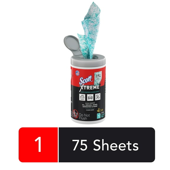 Scott 75 Piece 7 x 9 in. Xtreme Cleaning Wipes