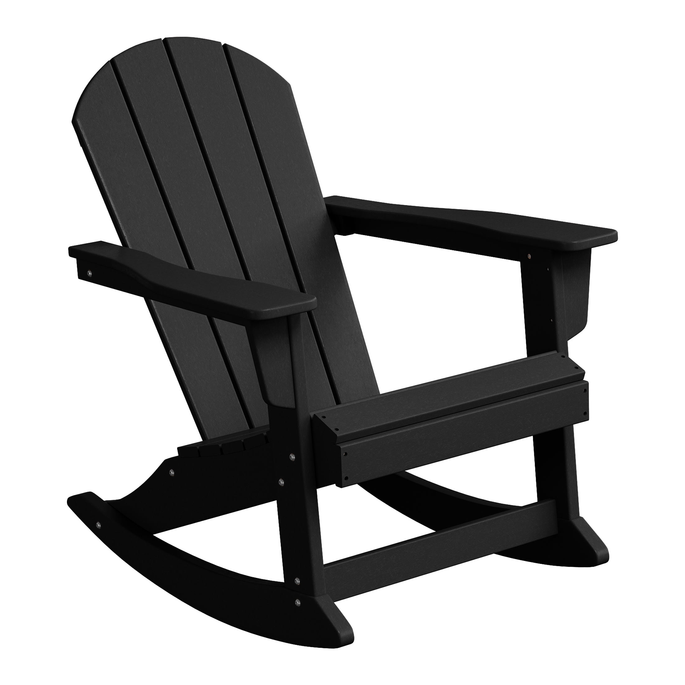 WestinTrends Malibu 3 Piece Outdoor Rocking Chair Set, All Weather Poly Lumber Porch Patio Adirondack Rocking Chair Set of 2 with Side Table, Black