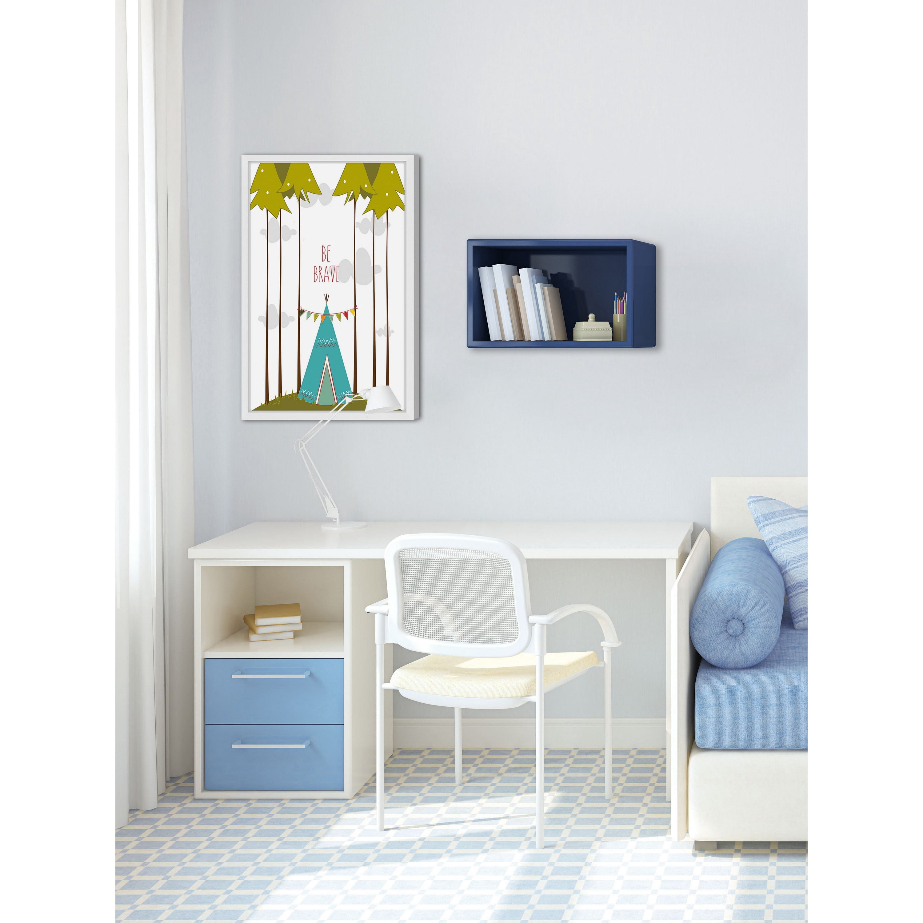 Marmont Hill Blue Teepee 16-Inch x 24-Inch Framed Wall Art