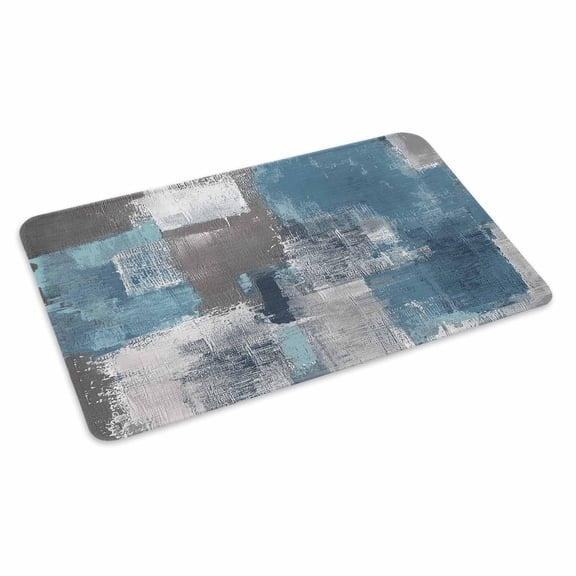 Blue Grey Doormat Outdoor Entrance 16"x24", Modern Oil Painting Art Abstract Absorb Moisture Dirt Door Mats, Non-Slip Rubber Backing Floor Mats Indoor, Low-Profile Front Door Rugs