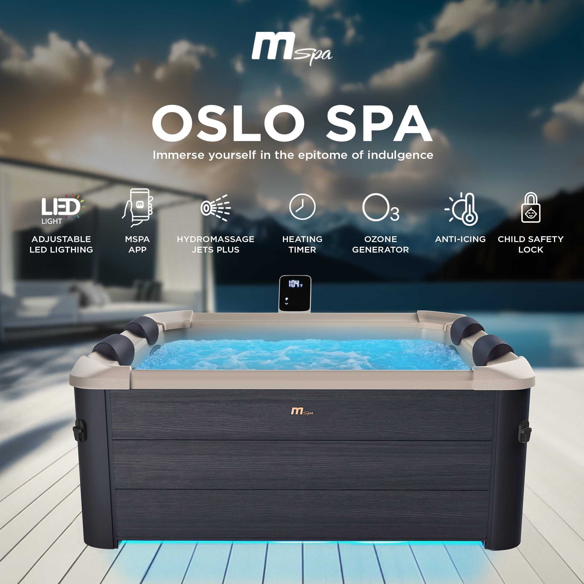 MSpa Bubble Spa w/Hard Outer, Soft Interior, & Energy Efficient Cover, Oslo