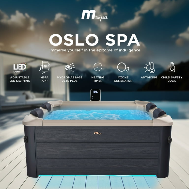 MSpa Oslo Energy-Efficient Portable Spa, 6 Person Squared Hot Tub
