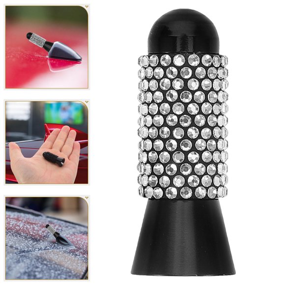 HEALEEP Car Truck Short Antenna 1Pack White Aluminum Rhinestone Durable Easy Install Short Car Antenna Replacement