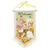 Nantucket Home Welcome Easter Bunny Pom Pom Banner Coated Canvas Banner, 17-Inch