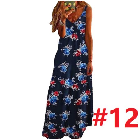 

Tuwabeii Summer Womens Dresses Slim and Slim Long Flower Suspender Skirt