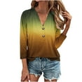thumbnail image 2 of QIPOPIQ Womens Tshirts V Neck 3/4 Sleeve Buttons Tops Tee Solid Color Blouse Loose Fit Clearance, 2 of 6