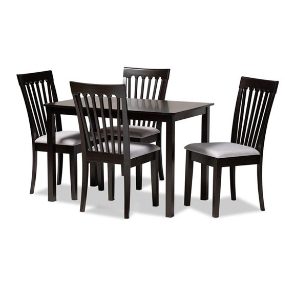 Bowery Hill 5-Piece Wood Dining Set in Gray and Espresso Brown