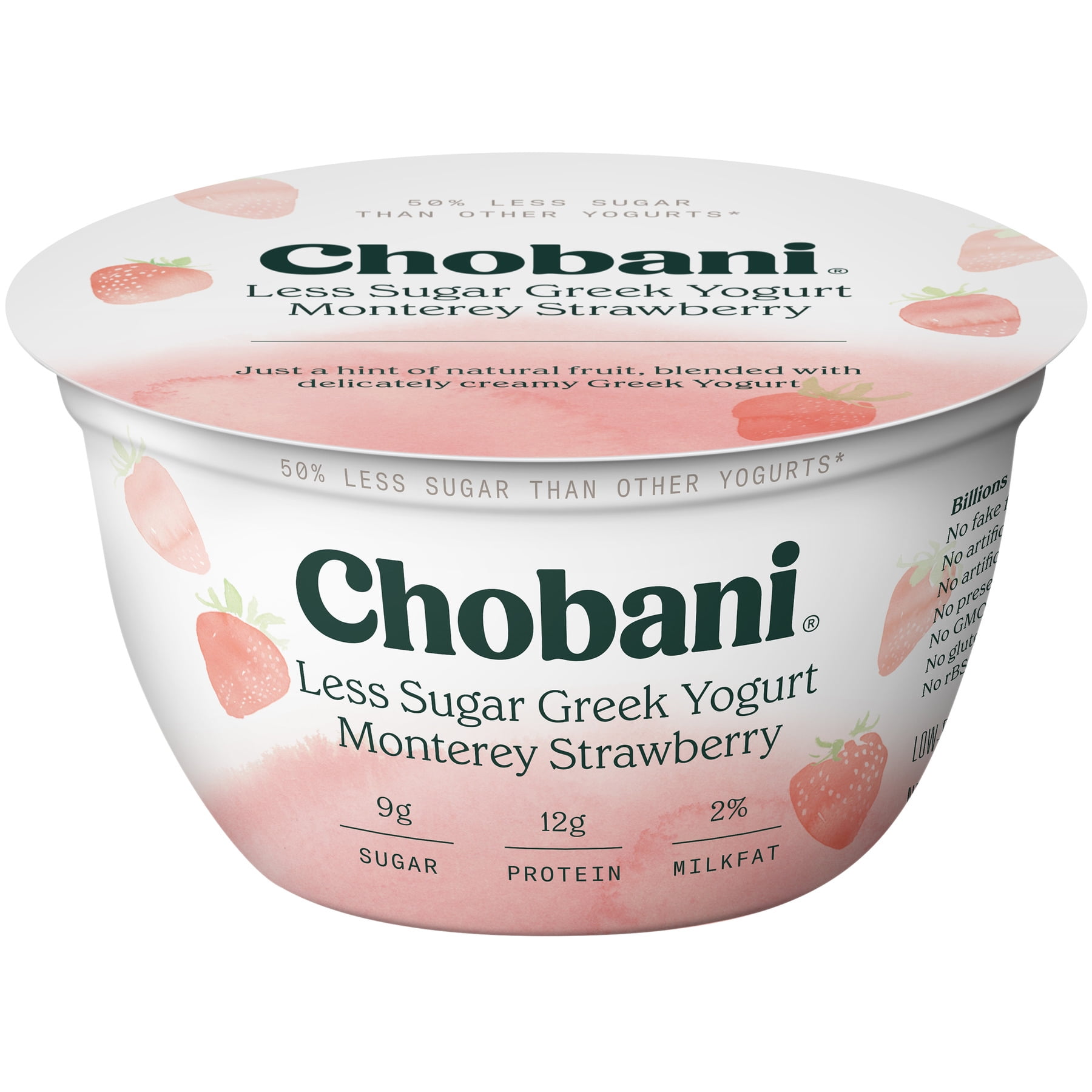 Chobani® Less Sugar Greek Yogurt, Monterey Strawberry 5.3oz - Walmart ...
