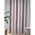 thumbnail image 4 of Sheer Curtains 84 Inches Long, Blue Red Striped Semi Sheer Curtains Light Filtering Window Treatment, Modern Stripes Art Farmhouse Privacy Voile Drapes for Living Room Bedroom 52x84 Inch, 4 of 7