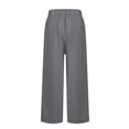 thumbnail image 5 of HKYNLAG Cotton Linen Pants Women Summer Boho Dressy Casual Straight Leg Capri Pants Elastic Waist Beach Trousers with Pockets Gray XL, 5 of 6