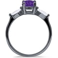 thumbnail image 5 of Three Stone Ring Kite Shape Amethyst Cubic Zirconia Black Tone 925 Sterling Silver, Size 9, 5 of 7