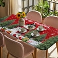 thumbnail image 3 of Red Christmas Table Cloths for 3 Foot Rectangle Tables, Snowman Xmas Tree Gifts Snowflake Winter Patio Waterproof Elastic Fitted Tablecloths, Washable Rectangular Table Cover for Camping, 3 of 8
