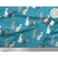 thumbnail image 2 of Soimoi Blue Cotton Cambric Fabric Quatrefoil Cat Animal Printed Craft Fabric by The Yard 58 Inch Wide, 2 of 3