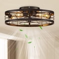 thumbnail image 1 of Ventilador de techo VOLISUN con jaula, luz y mando a distancia, 50 cm, negro, 3 años de uso, 1 of 9