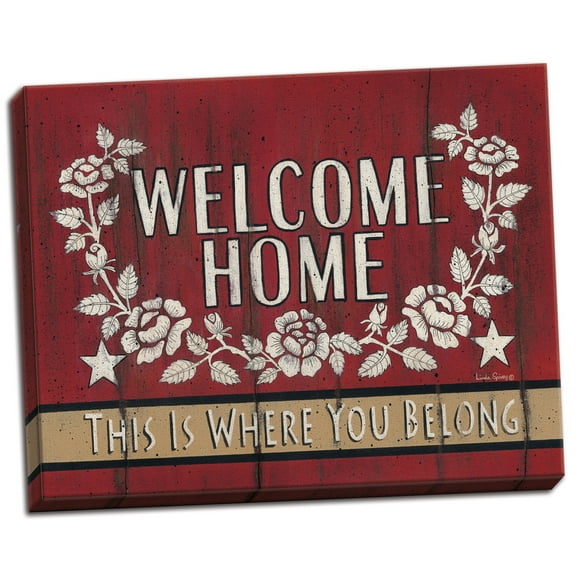 Gango Home Decor Country-Rustic Welcome Home by Linda Spivey (Ready to Hang); One 16x12in Hand-Stretched Canvas